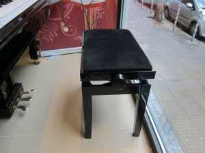 Стол за пиано - Discacciati piano bench black high gloss, black satin / seat black vinyl, black velvet - KD 20