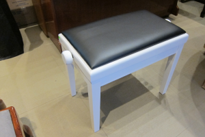 Стол за пиано Discacciati - KD20 - крака - бял гланц, седалка - черна еко кожа